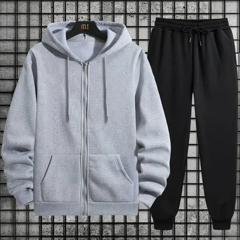 Men’s Casual Zip Hoodie Tracksuit Set