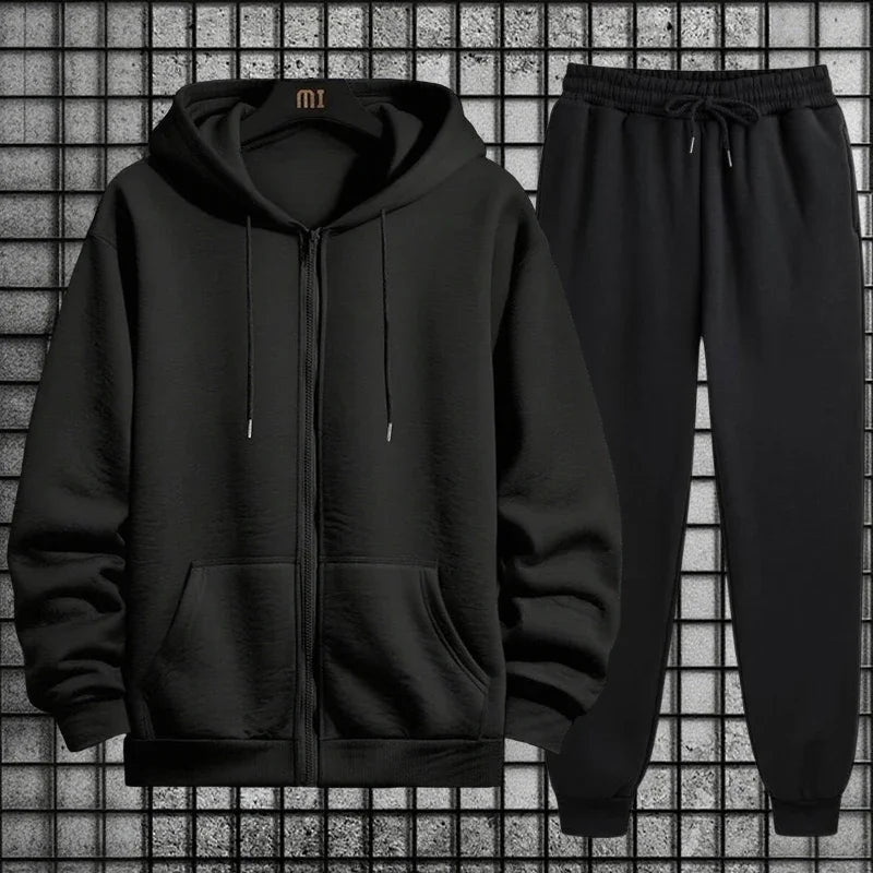 Men’s Casual Zip Hoodie Tracksuit Set