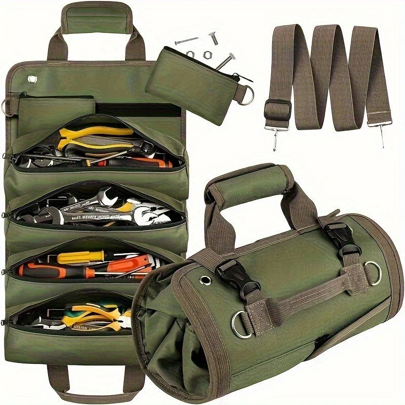 Multi-Pocket Roll-Up Tool Organizer Bag