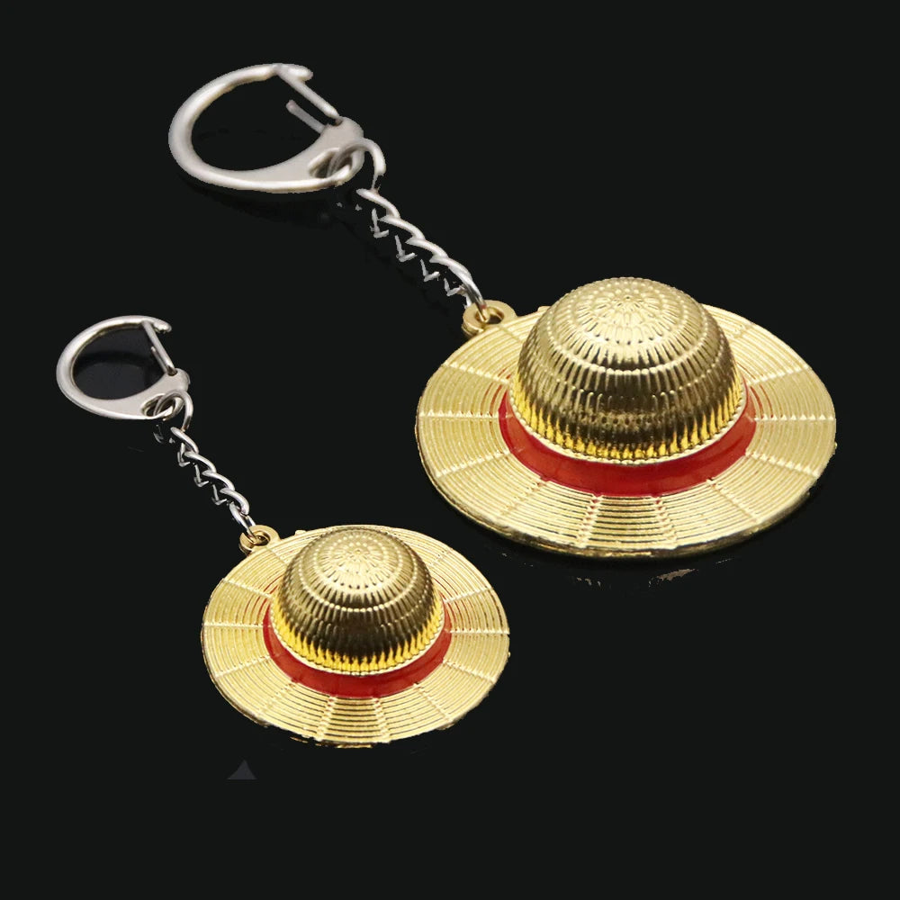 Mini Straw Hat Keychain Metal Charm