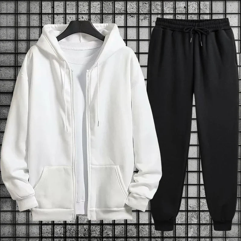 Men’s Casual Zip Hoodie Tracksuit Set